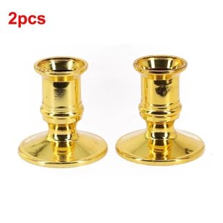 [GGG-0528 DELUCY-BR] Porta-Velas Cônicos De 2pcs Em Forma Tradicional Encaixa No Castiçal Ouro Padrão