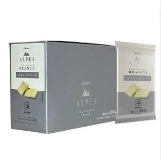 Chocolate Branco Zero Açucar Alpes 25g C/16 unidades