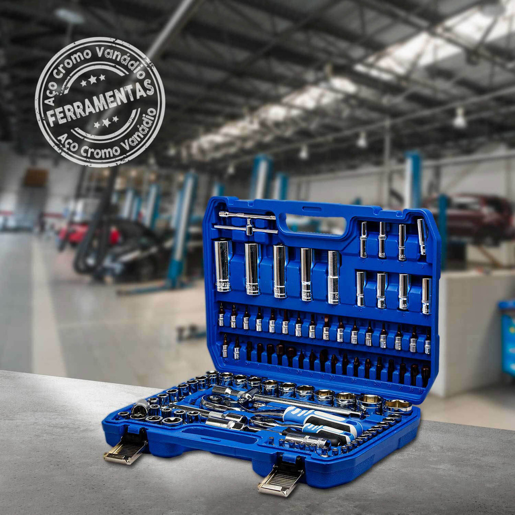 Maleta de Ferramentas Profissional Completa com 108 peças em Aço Cromo vanádio - Original Kokay