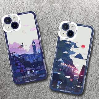 Cenário Anime Estojo Para Telefone Samsung Galaxy S23 FE S24 S23 Ultra S22 S21 S20 Plus A73 A72 A02S A03S Nota 20 Capa Macia Transparente