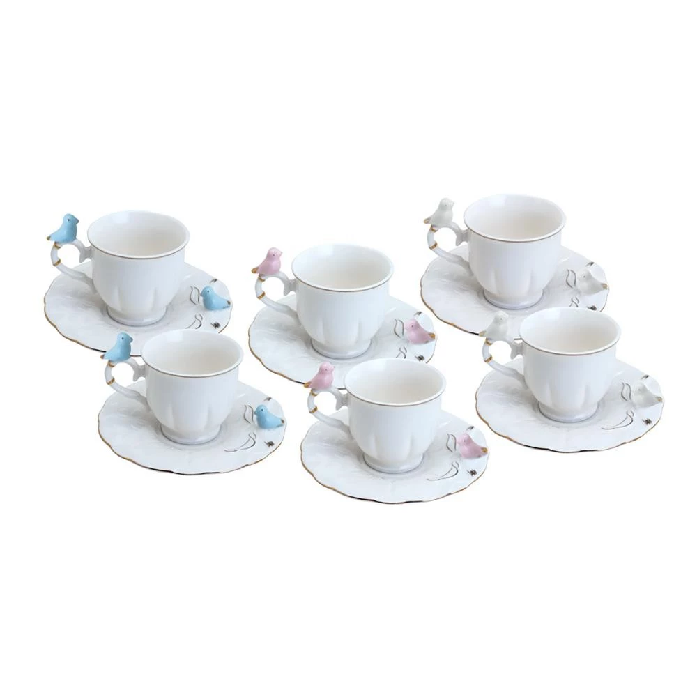 6 Xícaras de Café Wolff Birds de Porcelana 100ml