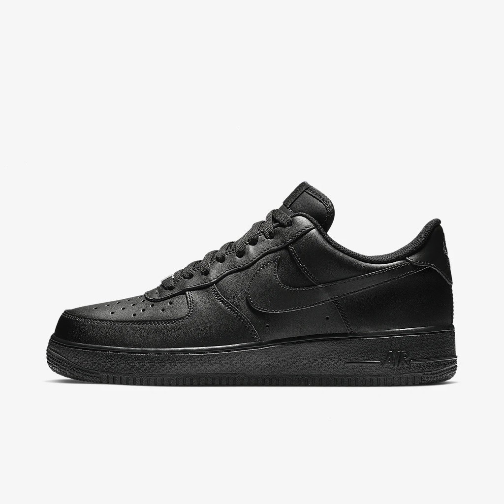 NIKE Air Force 1 AF1 315122-001 Sapatos de Couro Preto Cor Preta Trabalho Dança Feminino Casal