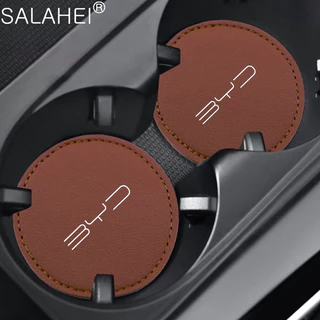 Para Byd Han Song Tang Qin PLUS Atto 3 Car Coaster Water Cup Slots Porta Garrafas Em Couro Sem Escorregamento Acessórios Interiores