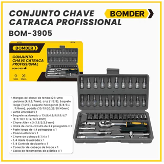 KIT CHAVE MALETA DE FERRAMENTA - 46 PEÇAS 