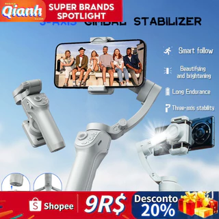 Estabilizador De Telefone Celular De 3 Eixos Para Smartphone , Selfie Stick Com Luz De Preenchimento , Seguição Facial，Estabilizador celular