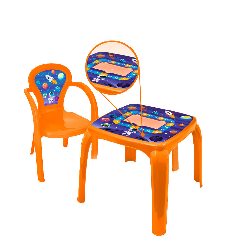Kit Mesa Com Uma Cadeira Infantil Desenho Decorada
