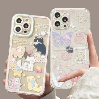 Capa Fashion Flor Para Samsung Galaxy A55 A35 A34 A54 A53 A33 A23 A24 A52 A04E A12 A13 A14 A32 A31 A51 A50 A50S A30 A03 A04 A05 Borboleta Colorida Fofo Gato