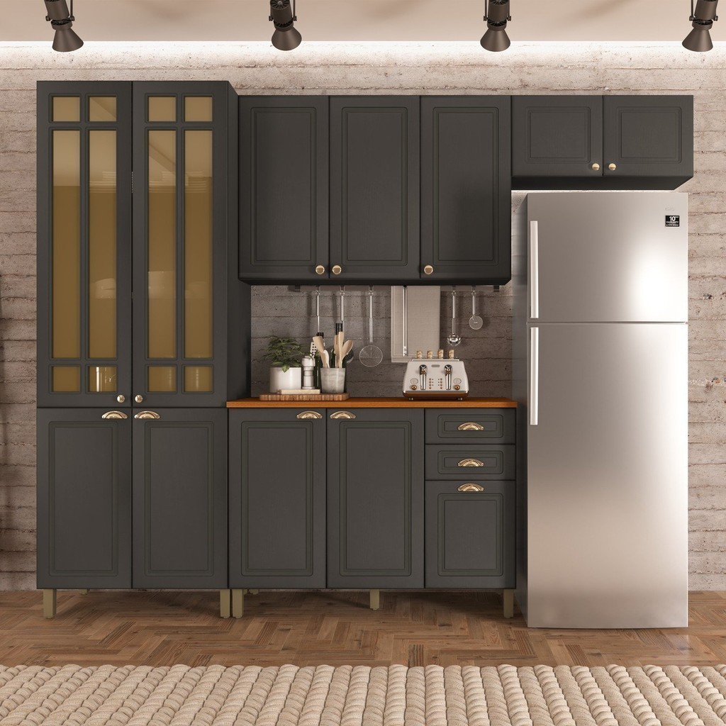 Cozinha Modulada Compacta 4 Peças 12 Portas 2 Gavetas Paris | Shopee Brasil