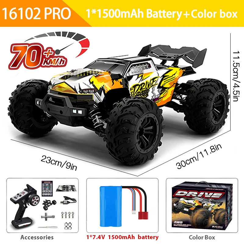 1:16 70 KM/H OU 50 KM/H 4WD RC Car Com LED Controle Remoto Carros