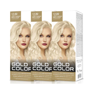 Kit 3 Coloracao Creme Louro Claro Perola 12.89 Gold Color