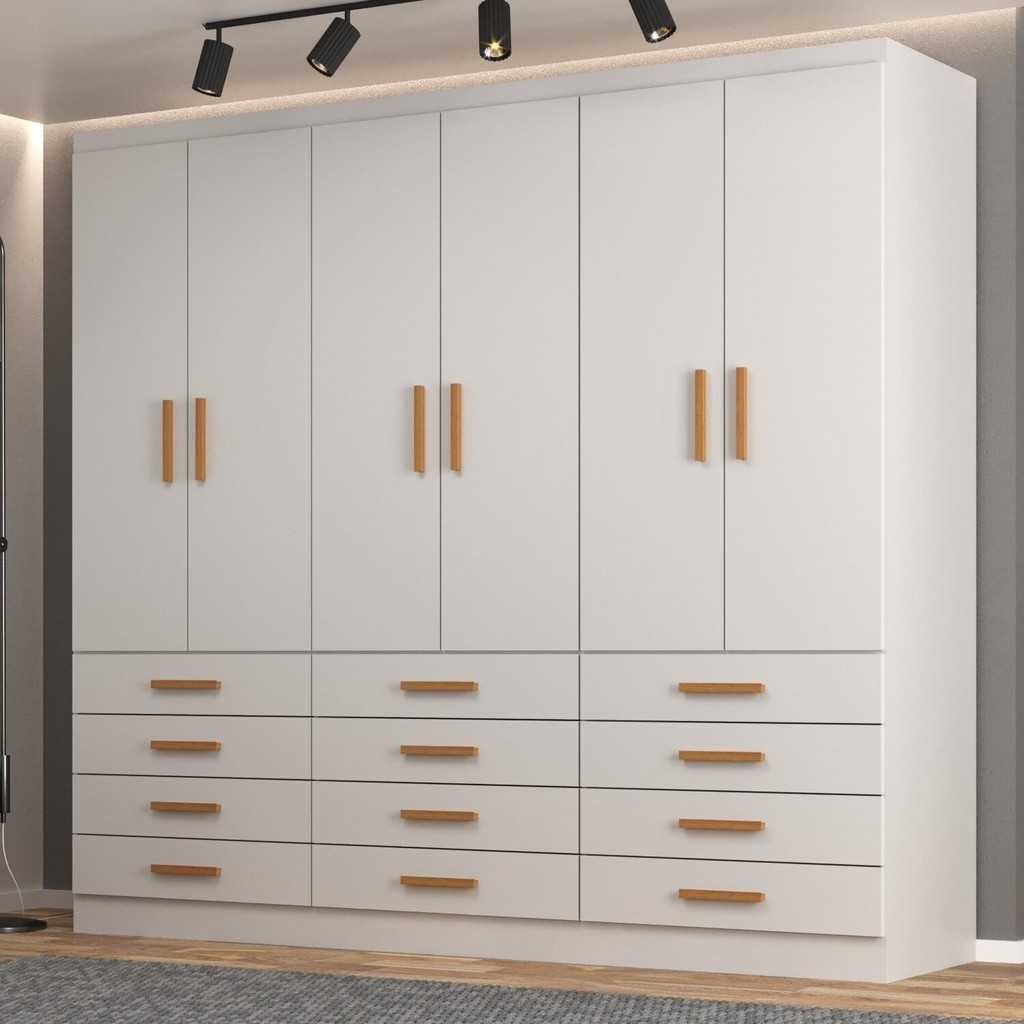 Guarda-roupa 6 Portas e 12 Gavetas New Mônaco Branco