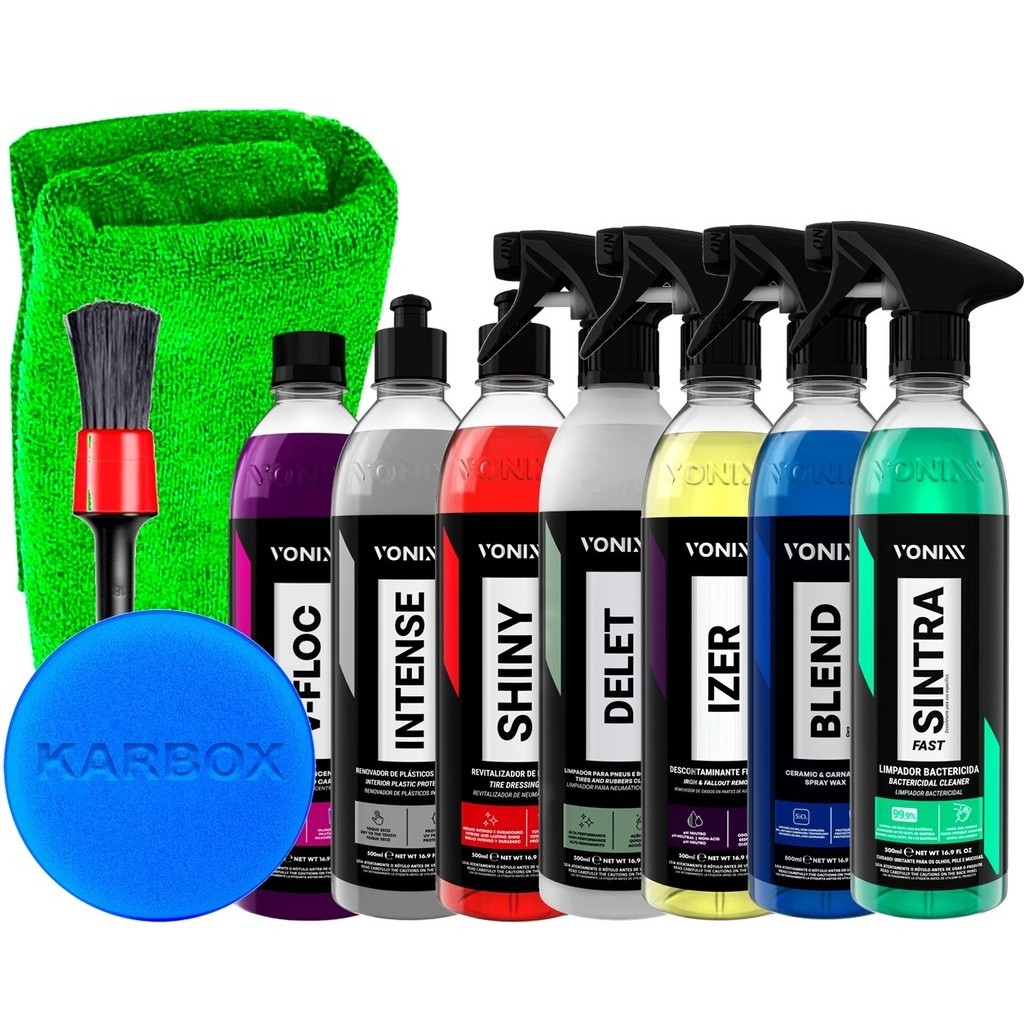 Kit Completo para Estética Automotiva Vonixx Shampoo V-Floc Cera