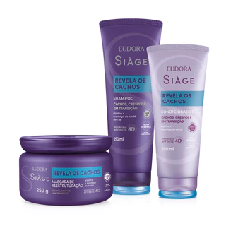 Kit Revela Os Cachos Shampoo 250mL, Condicionador 200mL e Máscara 250g Siage Eudora