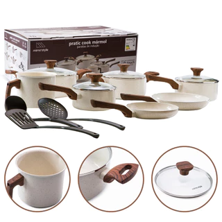 Conjunto de Panelas Vanilla 10 Peças Premium Revestimento Cerâmico Indução Antiaderente Mimo Style