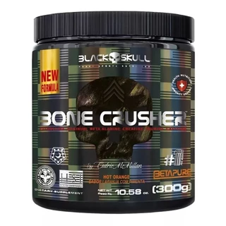 Pré Treino Bone Crusher Hot Orange - Nova Fórmula 300g - Black Skull