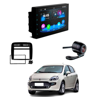 Central Multimídia CarPlay Mp5 2 Din Faaftech 7 Polegadas + Câmera Ré Borboleta + Moldura 2Din Punto