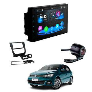 Kit Central Multimídia MP5 CarPlay Moldura 2DinGol 2008 à 2012 7 Polegadas + Câmera de Ré Borboleta