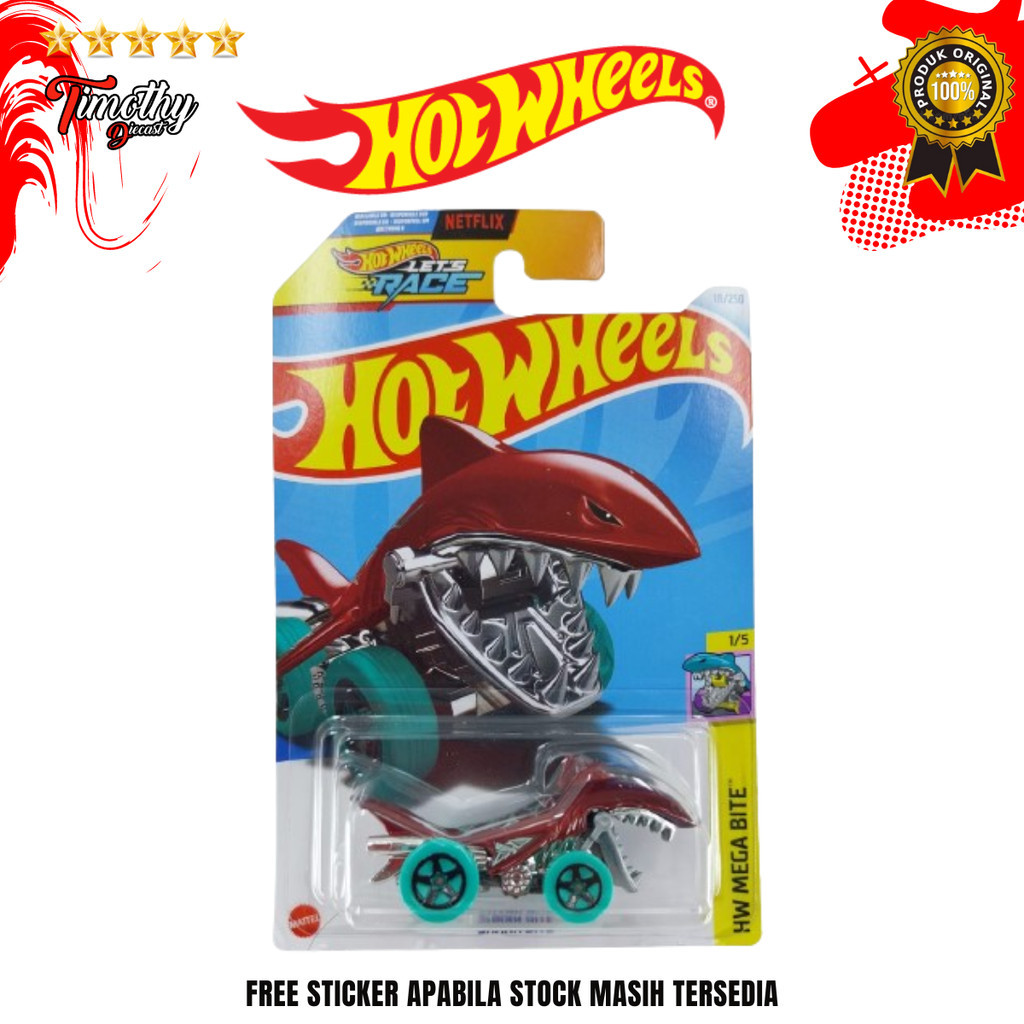 Hot Wheels Rodas Quentes Tubarão Mordida Maroon Mega Corrida Permite Netflix