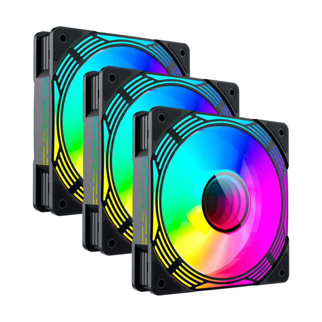 3 Fan Cooler Argb Gamemax Aurora Black Fn12a-c8i-b