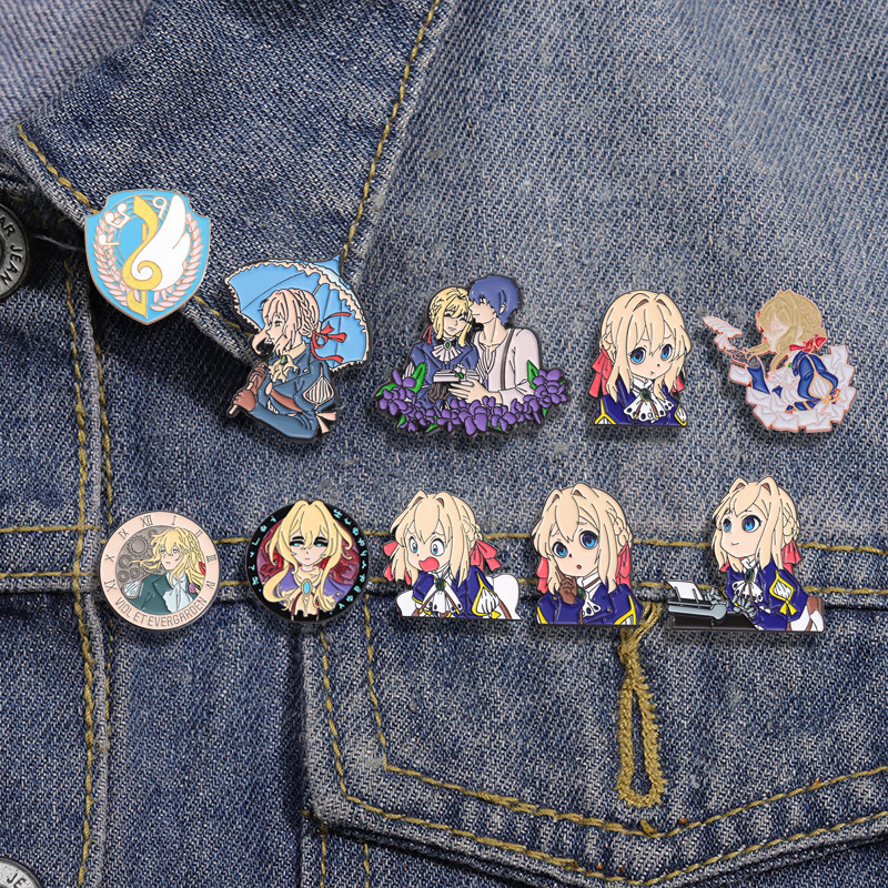 " Violet Evergarden " Série Anime Inspiracional Japonesa Broche De Esmalte Acessórios De Moda Presentes Para Amigos