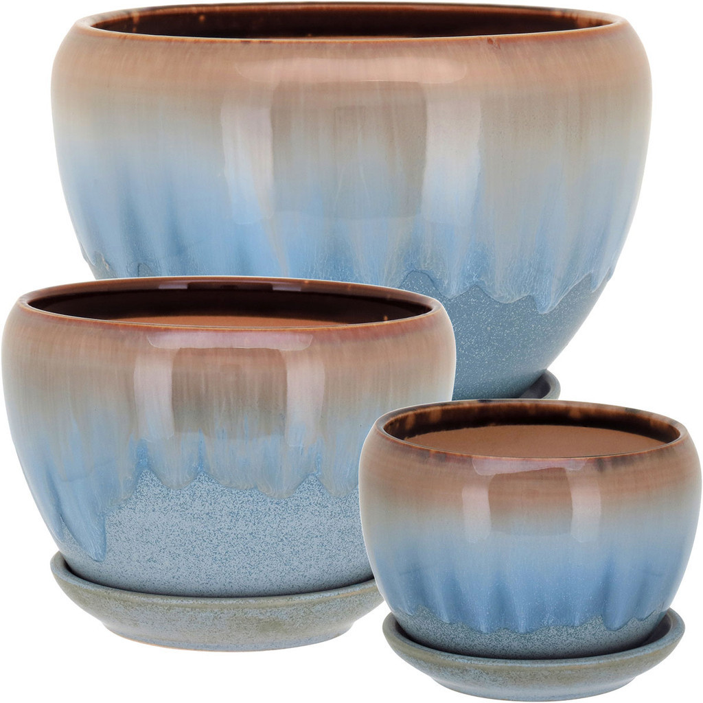 JG 3PÇ CACHEPÔ CERÂMICA xcm AZUL