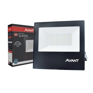 Kit 5 Refletores - Refletor Avant LED 50W, Slim 6,5k, 3750 Lumens, Preto, Bivolt em Oferta na Shopee