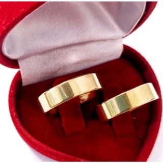 Par deAliança Anel Casamento Moeda antiga Folheado Reta 6mm(TAMANHO 18-18)
