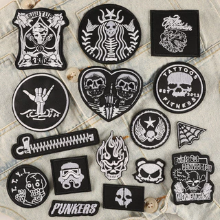 Adesivos Para Bordados Pro Patch Store Black Skull Series DIY Vestuário Crachás Hot Melt