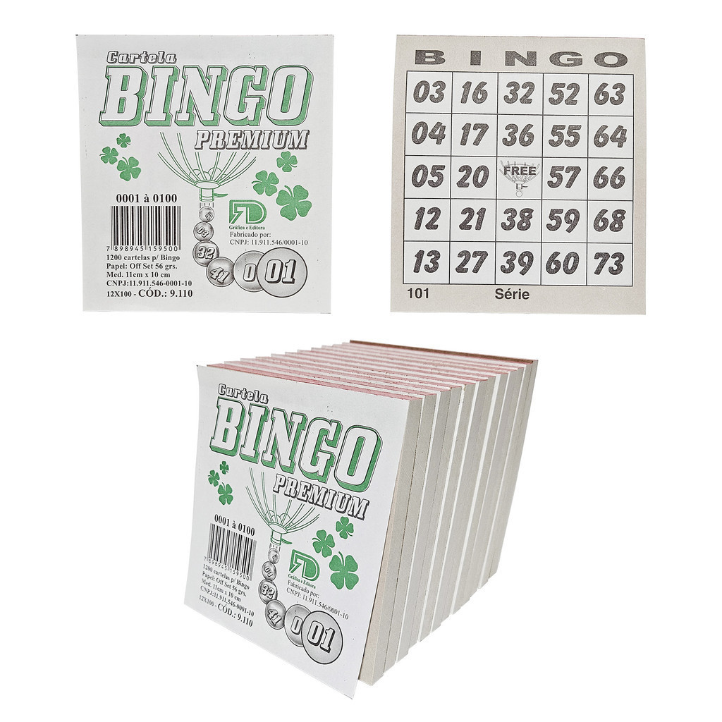 Cartela de Bingo - 12 blocos com 1200 folhas | Shopee Brasil