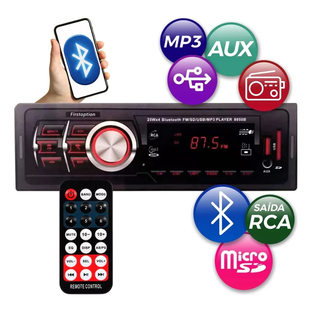 Radio Para Carro Automotivo Bluetooth Potente Melhor Som Usb Mp3.6588BT ...