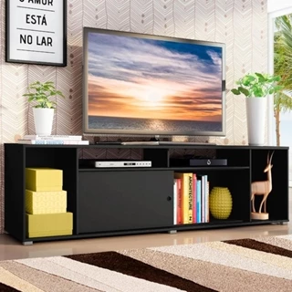 Rack para TV até 65 Polegadas Madesa Cancun - Preto em Oferta na Shopee
