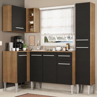 Cozinha Completa de Canto Madesa Emilly Song com Armário, Balcão e Adega em Oferta na Shopee