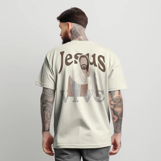 Camiseta Jesus Oversized Streetwear Masculina 30.1 Premium