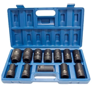Jogo de Soquete Impacto Sextavado Encaixe 3/4 POL Bitolas 17 à 38 MM Kit 12 Peças BREMEN
