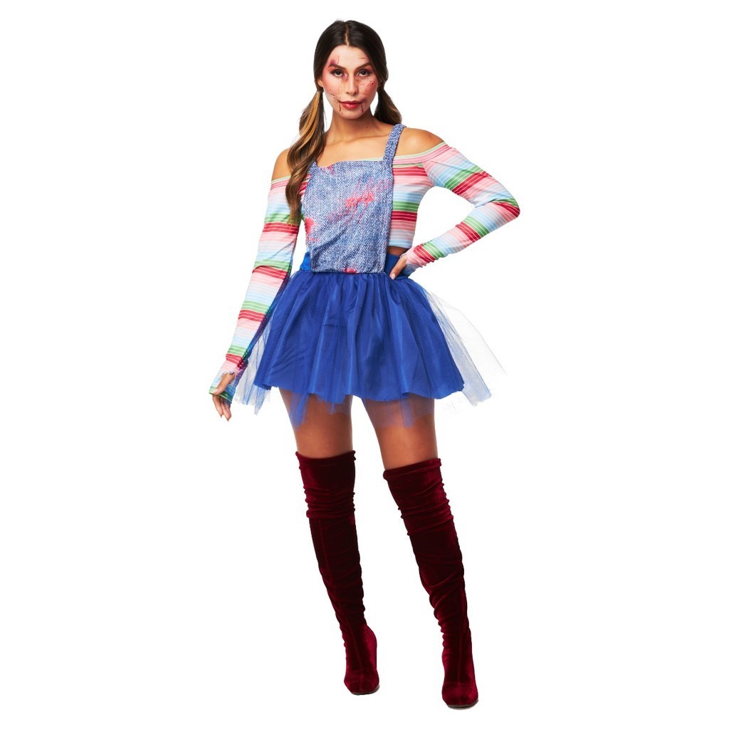 Fantasia Boneca Assassina Cosplay Chucky Feminina Filme Halloween Noite ...