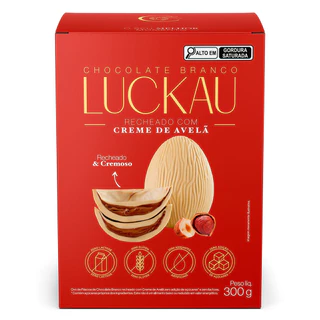 Ovo De Páscoa Chocolate Branco Com Recheio De Avelã Luckau