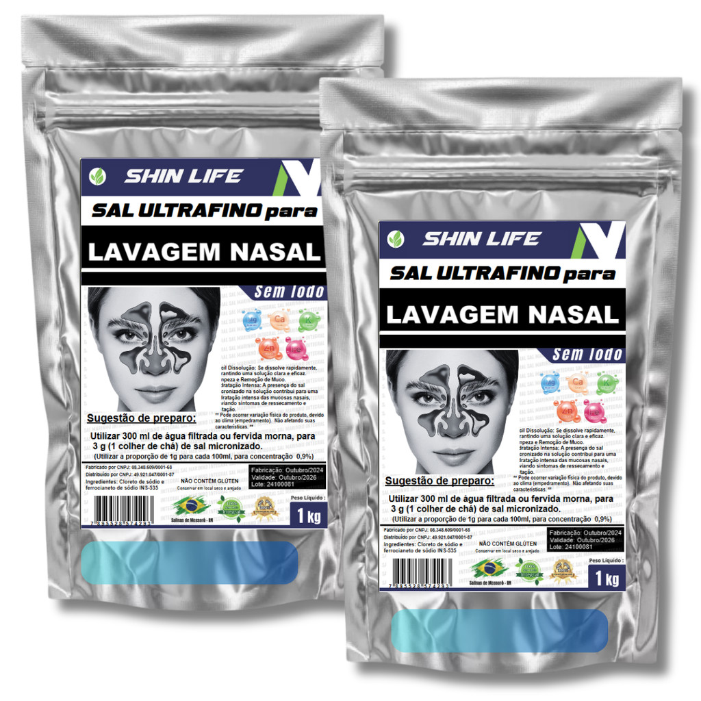 Sal Para Lavagem Nasal 2kg (Sem Iodo) Soro Fisiologico Em Pó | Shopee ...