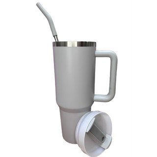 Copo Garrafa Térmica Grande Em Aço Inox Com Alça E Canudo Metal 1200ML — foto 3 — Achou Levou Brasil