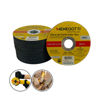 Disco Corte Inox Aço 4.1/2X1,0mm (115mm) Esmerilhadeira 05 Peças