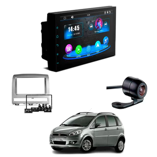 Kit Central Multimídia CarPlay Android 7" + Câmera Ré + Moldura Idea 2008 2009 2010 2011 2012