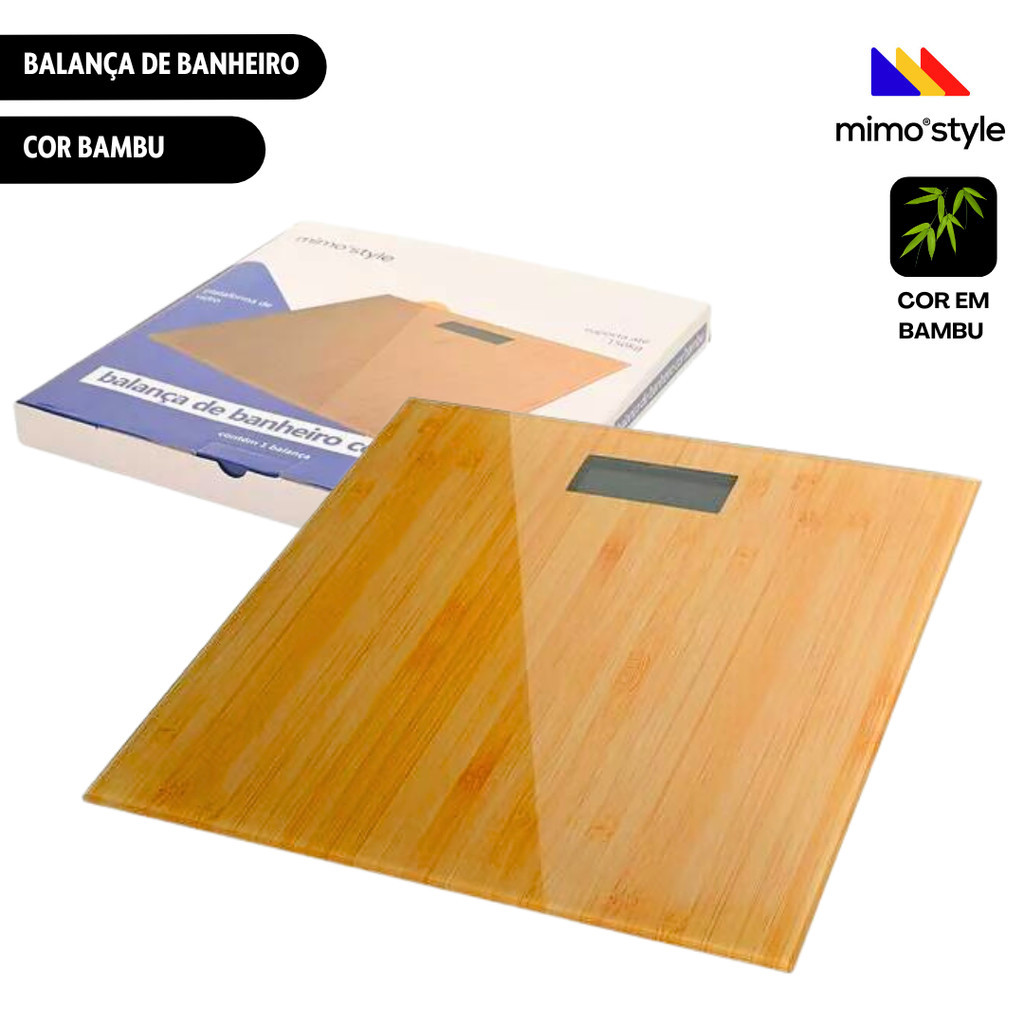 Balança de Banheiro Cor Bambu Vidro Mimo Style | Shopee Brasil