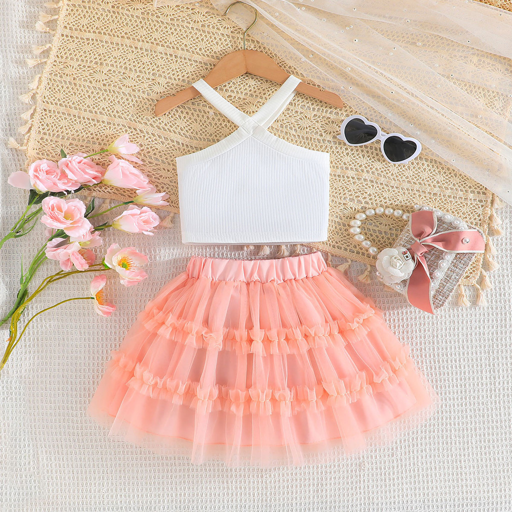 Conjunto Roupa Infantil Menina 4-8 anos Verão Moda Sem Mangas ...
