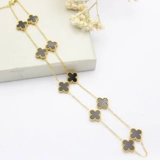 Aço titânio estourando 10 flores corrente de suga dupla face Colar de capim de quatro folhas de luxo leve moda pingente de flores colar de corrente de clavícula