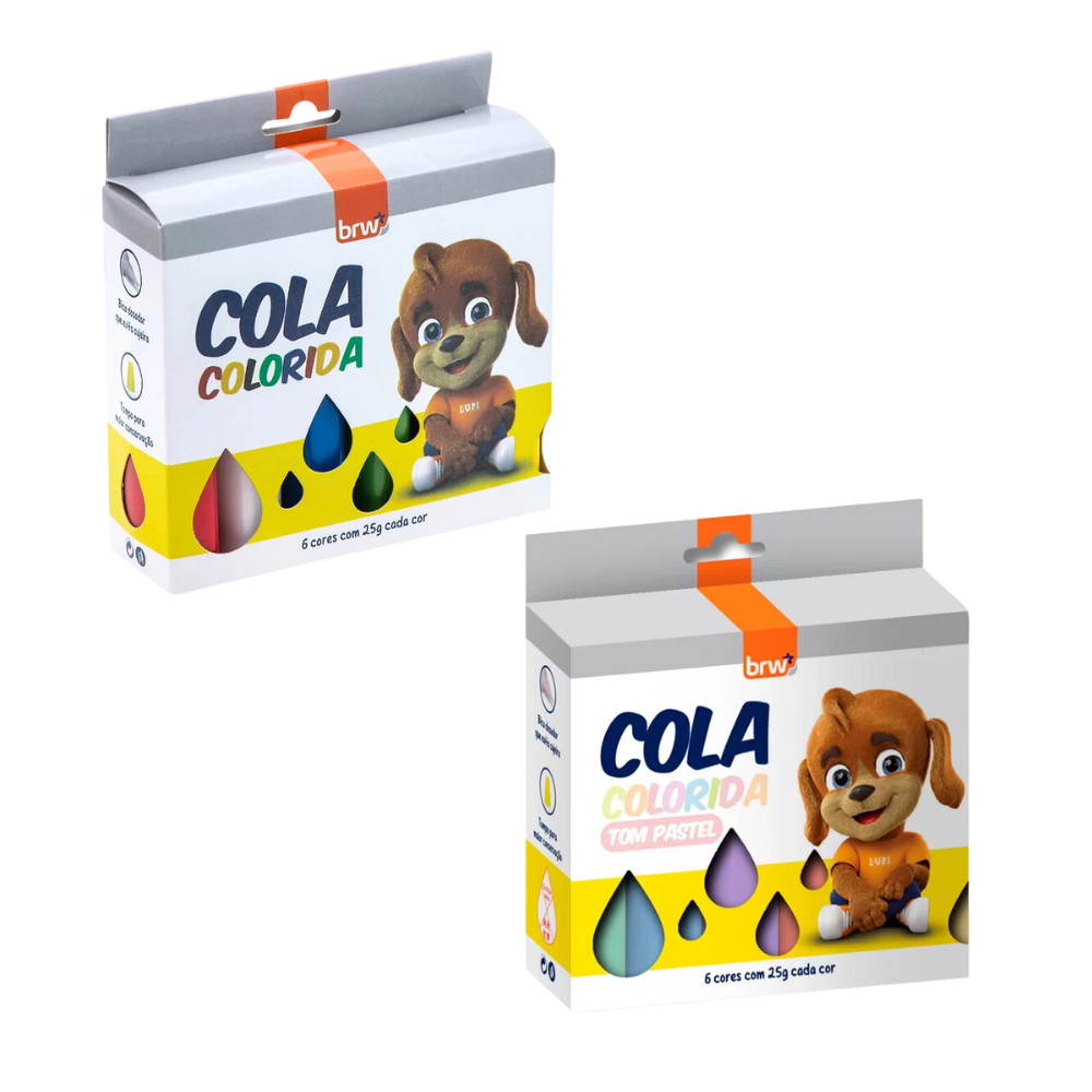 Cola Colorida Líquida Caixa com 6 Cores 25g BRW | Shopee Brasil