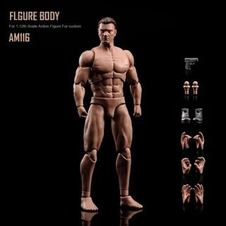 ANT AM116 1/12 Escala Macho Super Flexível Corpo De Junta Com Cabeça 6'Soldado Muscale Ação Forte Figura Doll