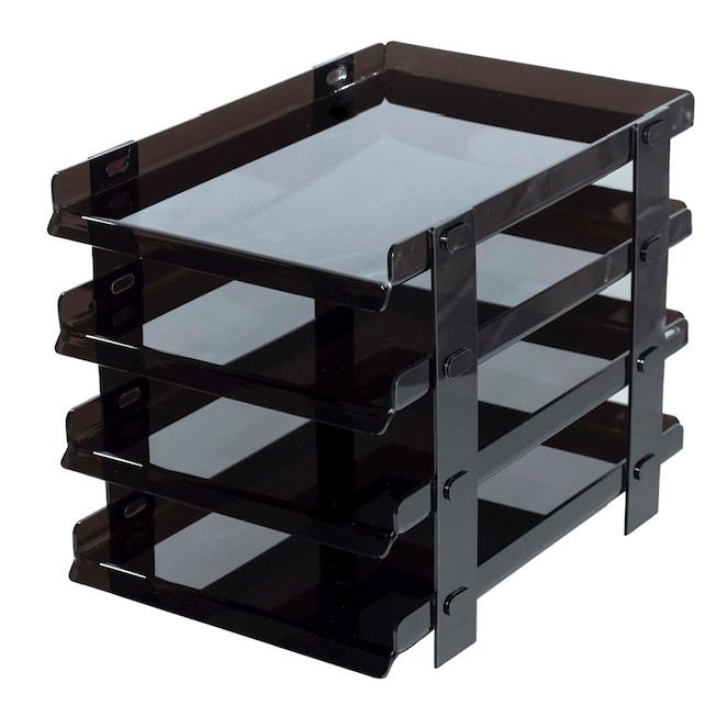 Organizador Folhas Mesa Preto Fumê 4 Andares