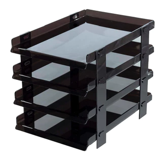 Organizador Folhas Mesa Preto Fumê 4 Andares