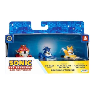 3 Carrinhos Kart do Sonic, Tails e Dr.Eggman - Sonic