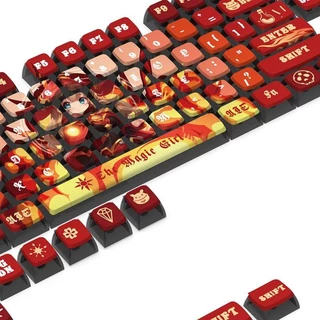 Klee Genshin Impact Pudding Keycap Teclado De Impacto Transmissão De Luz De Quatro Lados Perfil SAX Sublimação De Tinta PBT Mecânico Teclados Mágicos Cute Magic Girl Chaveiros De Jogo Criativos