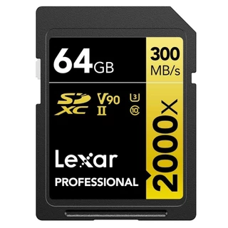 Cartão SDXC 64Gb Lexar 8K 2000x 300Mb/s UHS-II / V90 / U3 / Classe 10